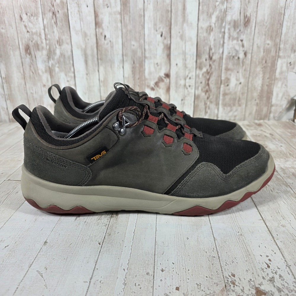 Teva Arrowood Waterproof Hiking Shoes Mens 13 Olive Gray Red 1012451 Low Top